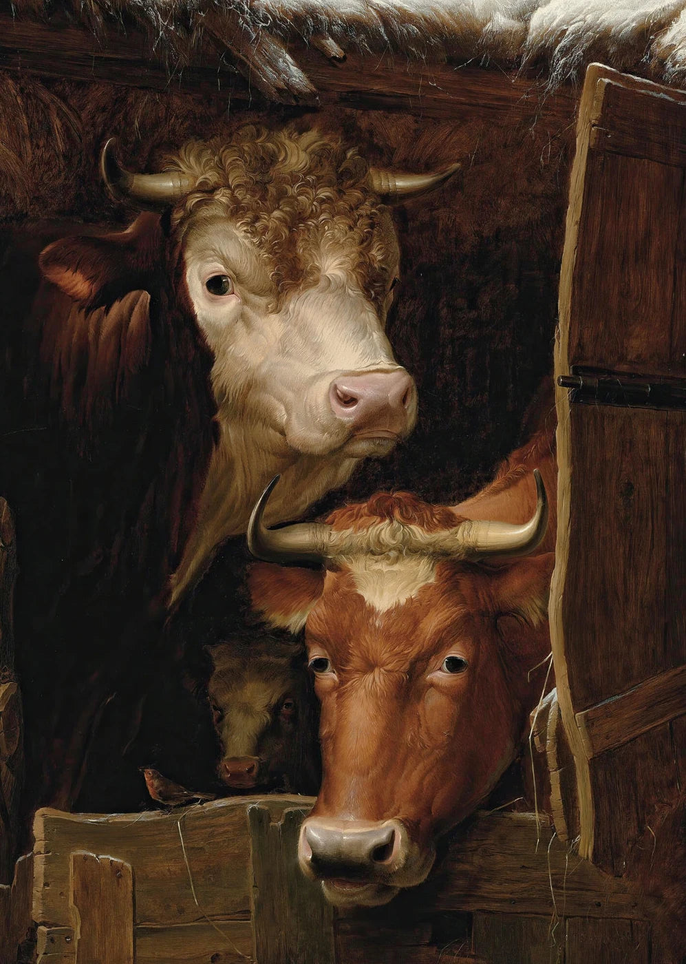 Vintage Rural Antique Animals Poster Cows in The Forest and Pasture Canvas Painting Farmhouse Wall Art Picture Office Home Decor Peaceful Pleasures Health and Wellness 9 50x70cm Unframed