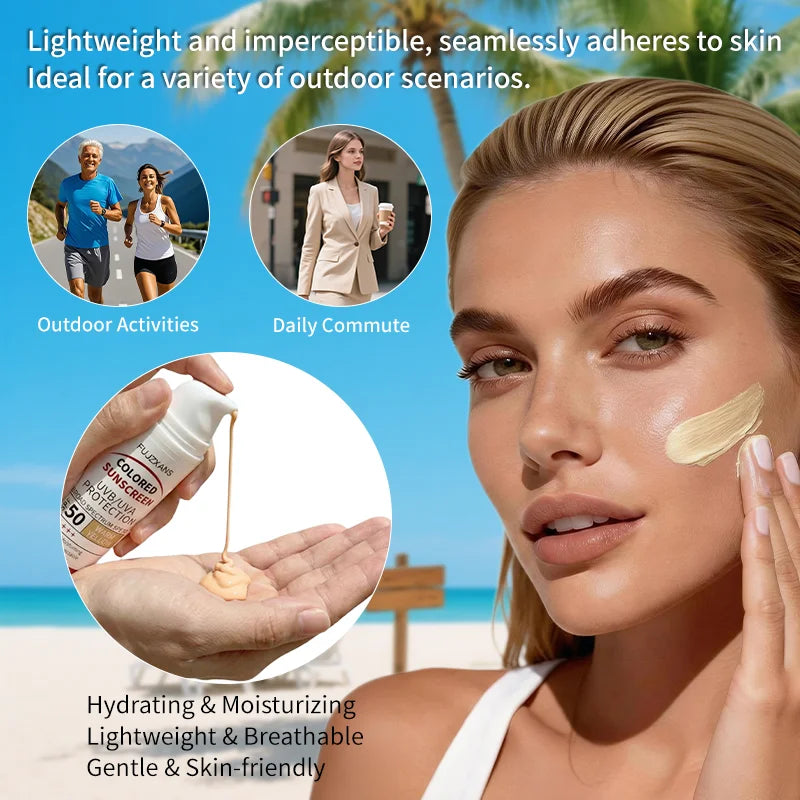 Tinted Sunscreen-Instant Glass Skin Glow BB Cream With SPF 50, Natural Glow,Waterproof, Warm Yellow Tone That Adapts To Skin Peaceful Pleasures Health and Wellness