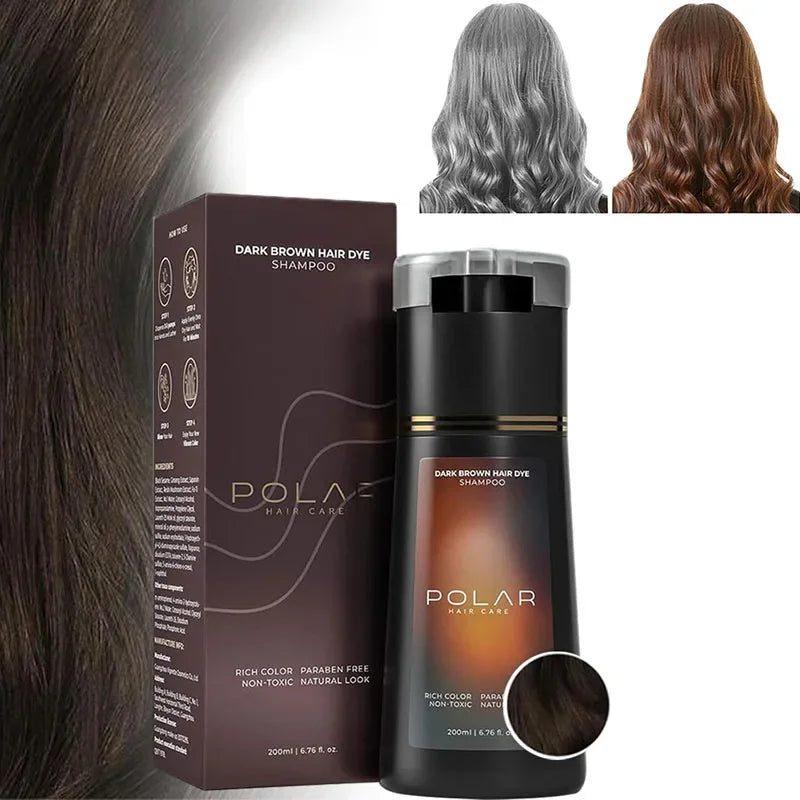 3-in-1 Hair Dye Coloring Shampoo – Long-Lasting Gray Coverage for Men & Women 200ml Peaceful Pleasures Health and Wellness Dark brown
