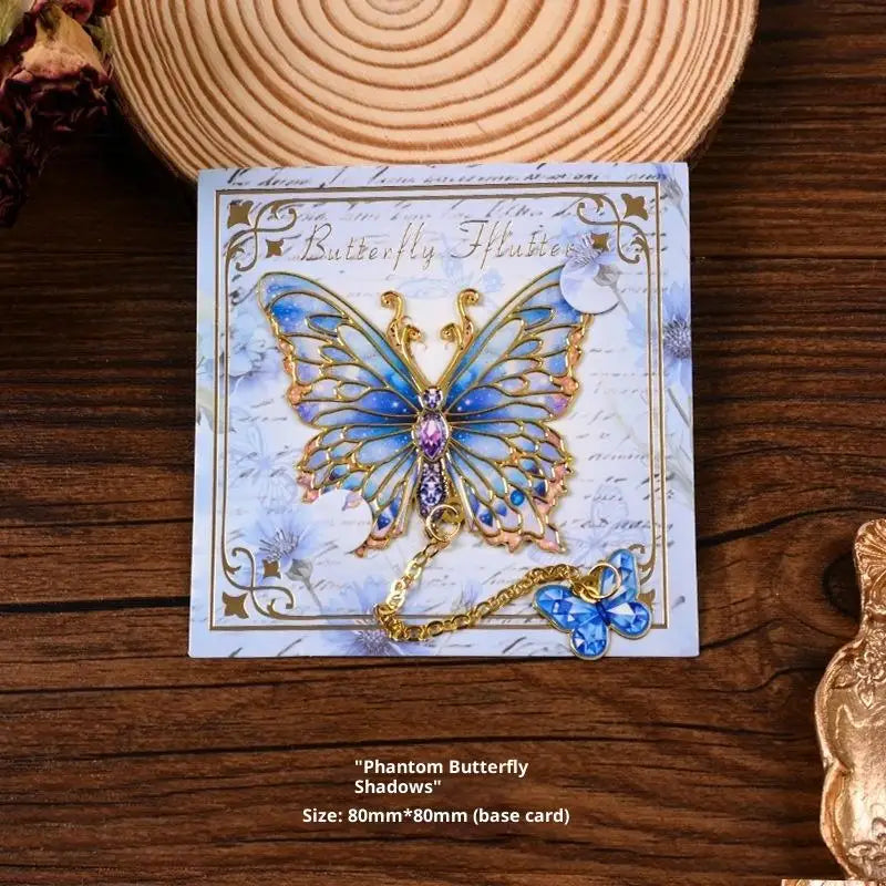 Vintage Butterfly Metal Bookmark – Hollow Flower Fan Design