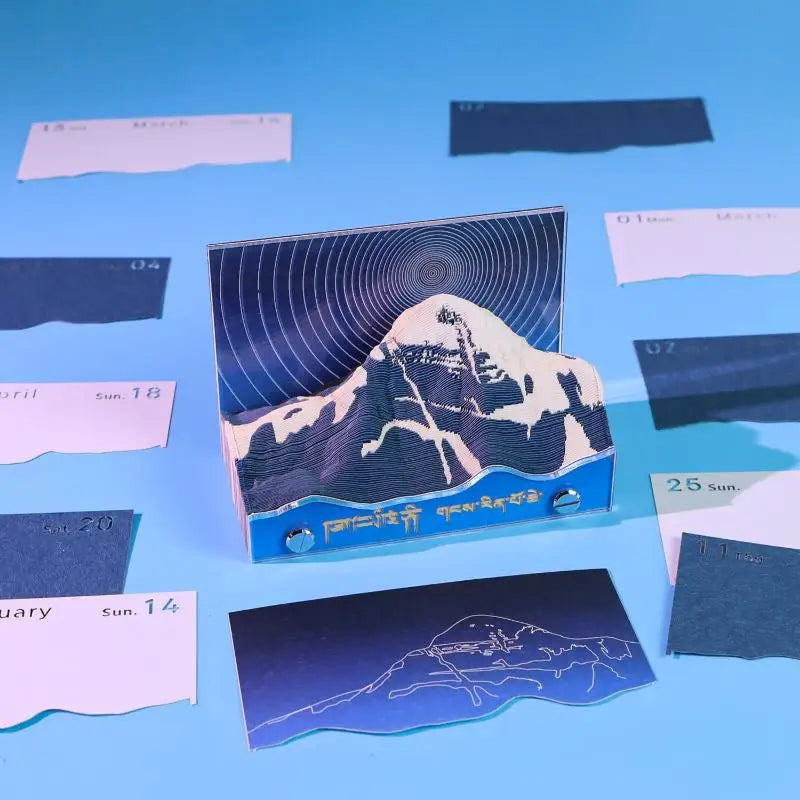 2027 3D Tear-Away Desk Calendar with LED Light | Paper Carving