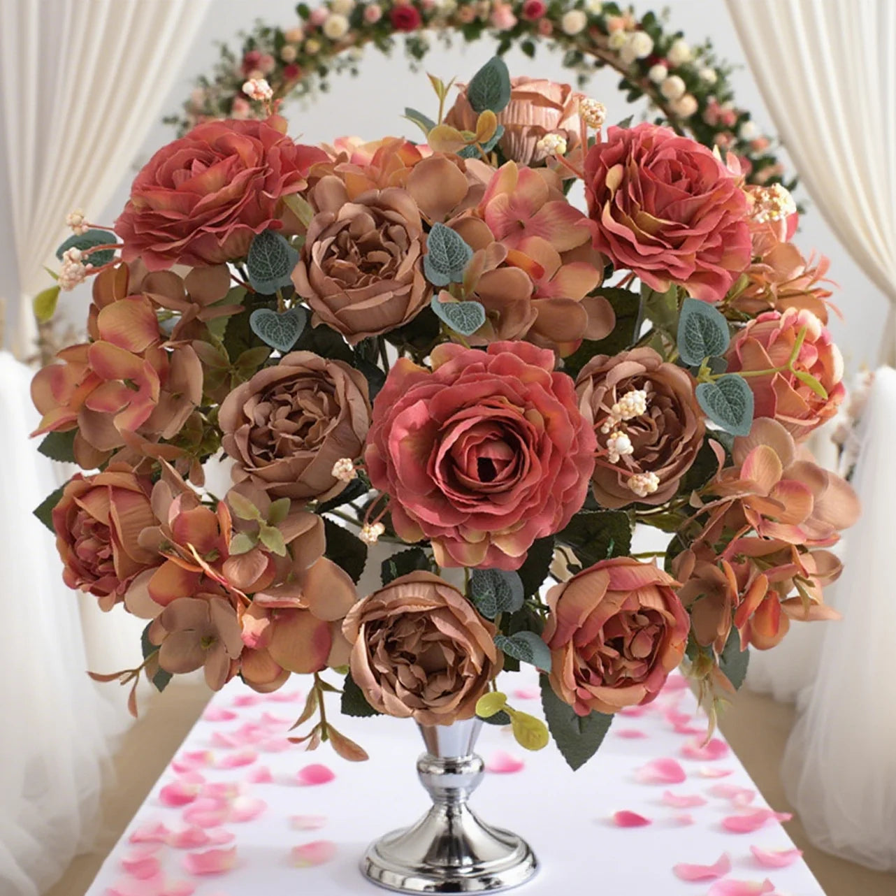 Silk Artificial Rose Bouquet – Wedding & Home Décor Flowers