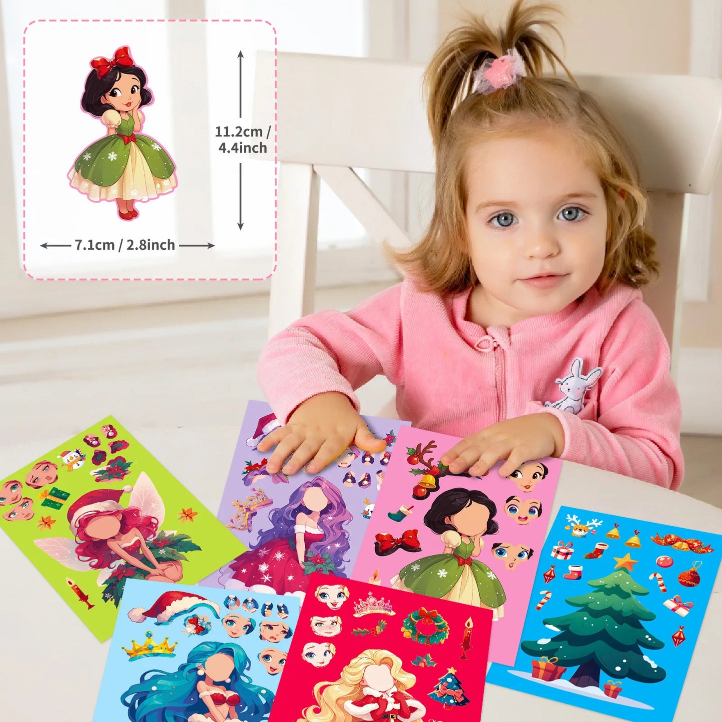 Bview Art Christmas Princess Face Change Stickers Puzzle Doodle DIY