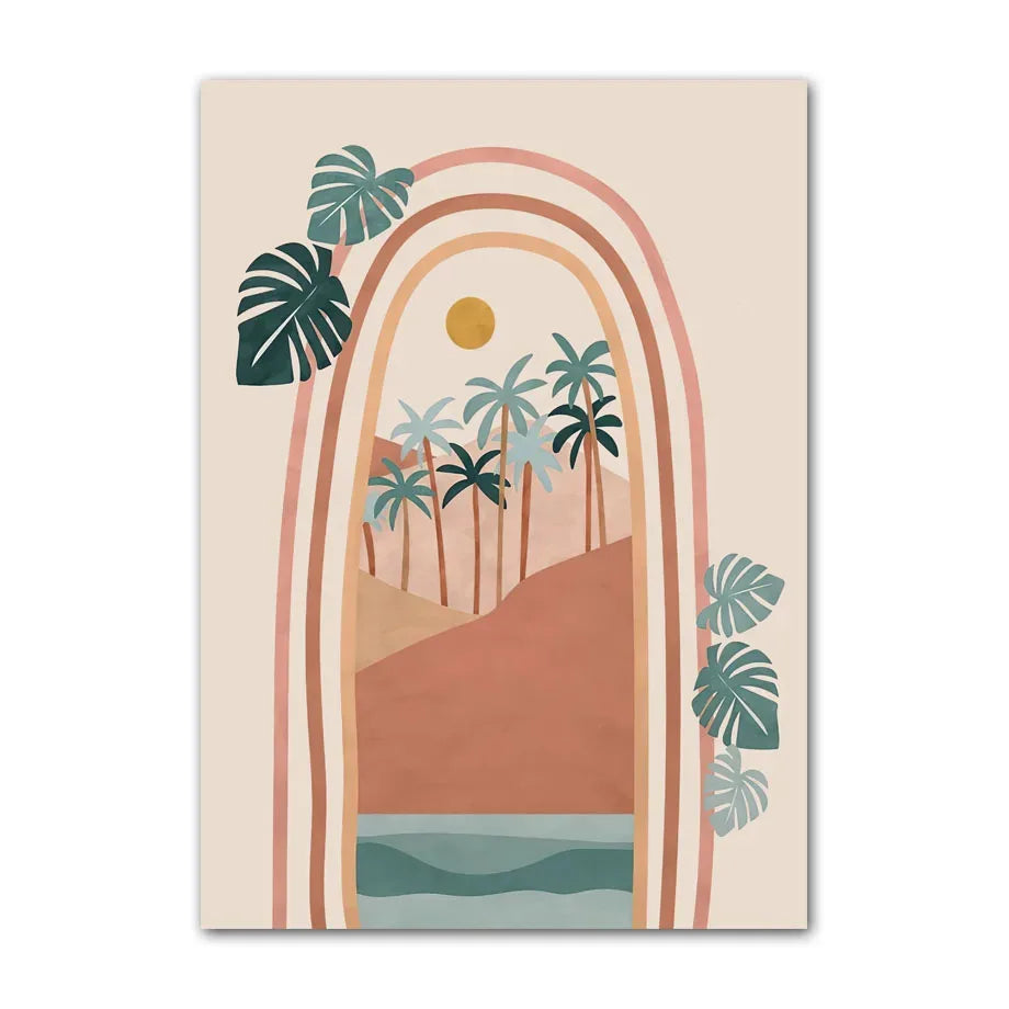 Boho Nature Canvas Wall Art | Abstract Botanical Print