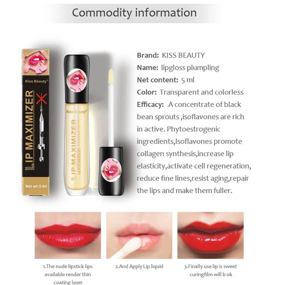 Liquid Lip Plumper Plumping Lip Gloss,Clear Lip Oil Waterproof Moisturize Long Lasting Nutritious Lip Plumper Makeup Skin Care Peaceful Pleasures Health and Wellness