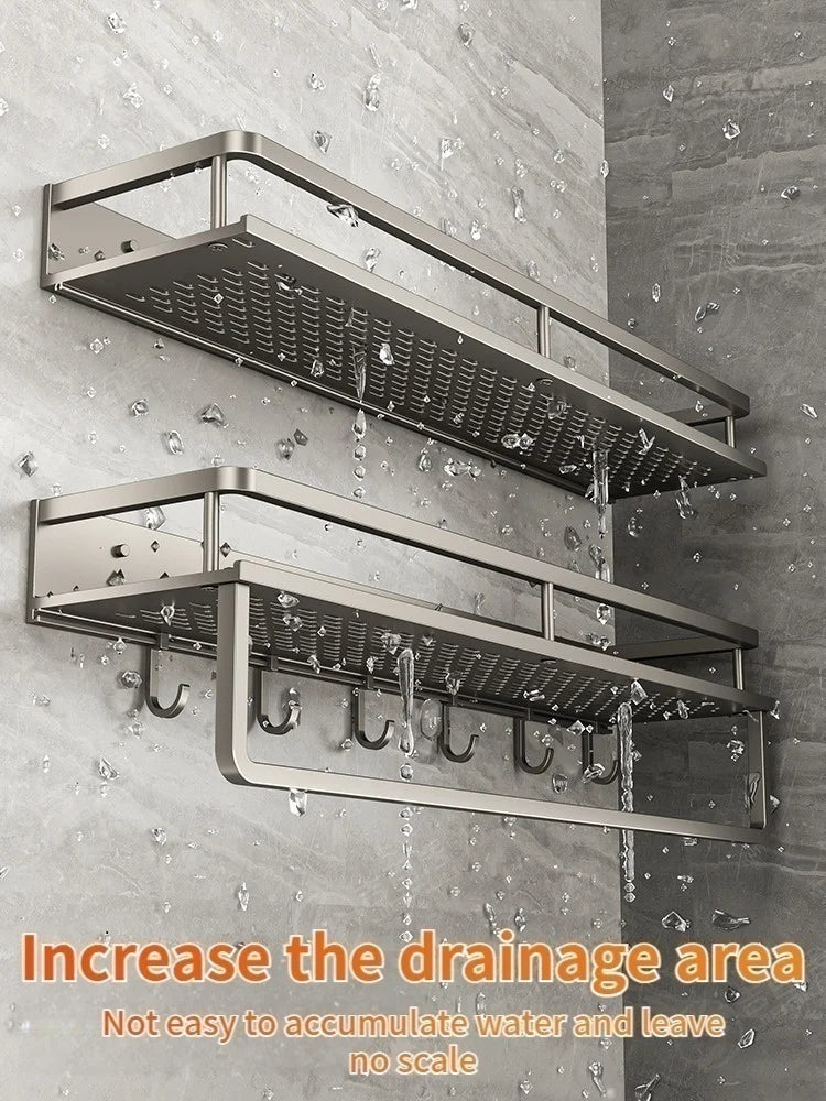 Aluminum Wall-Mounted Shelf | Spice & Bathroom Organizer Rack