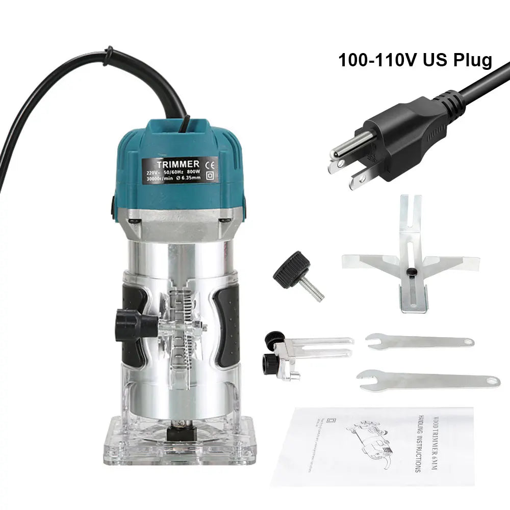 800WElectric Trimmer Wood Router Machine Woodworking 1/4 Inch Wood Carving Milling Cutting Carpenter Power Tool EU/US/AU/UK Plug Peaceful Pleasures Health and Wellness 110v US Plug