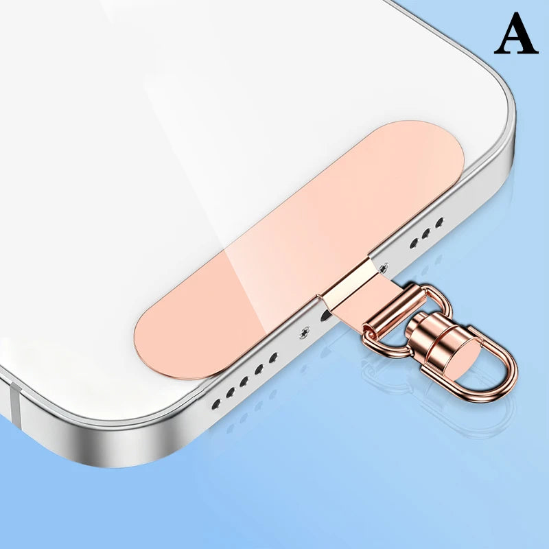 Steel Phone Lanyard Gasket Patch Anti-lost Anti Fall Mobile Phone Rope Card Metal Clip Strap Hang Cord Tab Accessories Peaceful Pleasures Health and Wellness A Rose Gold