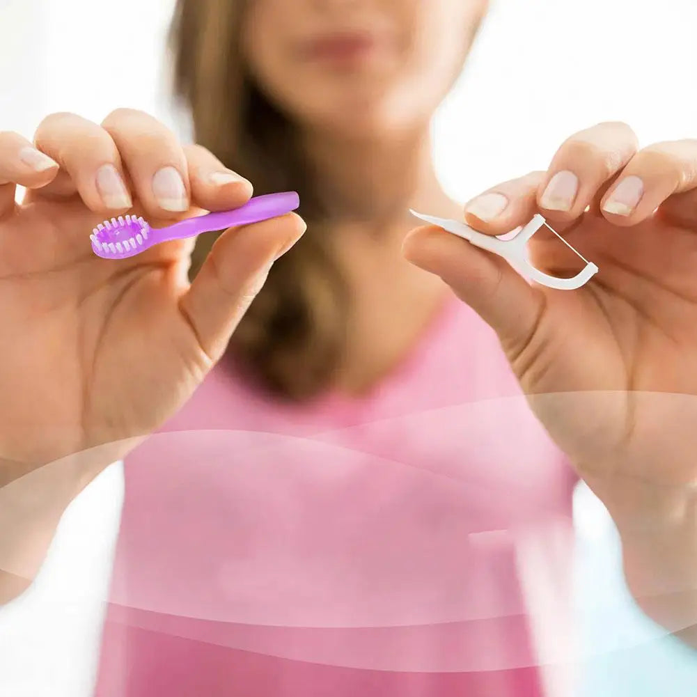 Disposable multi-functional toothbrush Double head use a must-have and convenient toothbrush for traveling With Dental Floss Peaceful Pleasures Health and Wellness