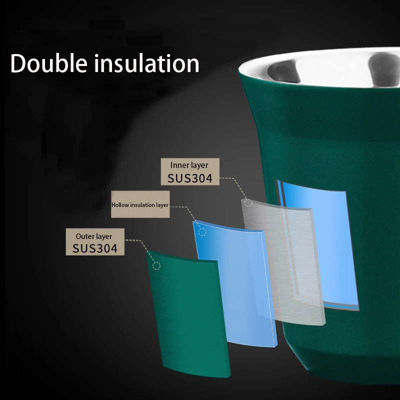 Double Wall Insulated Stainless Steel Espresso Cup Capsule Coffee Mug Metal Drinking Demitasse Cup For Home Indoor or Outdoor Peaceful Pleasures Health and Wellness