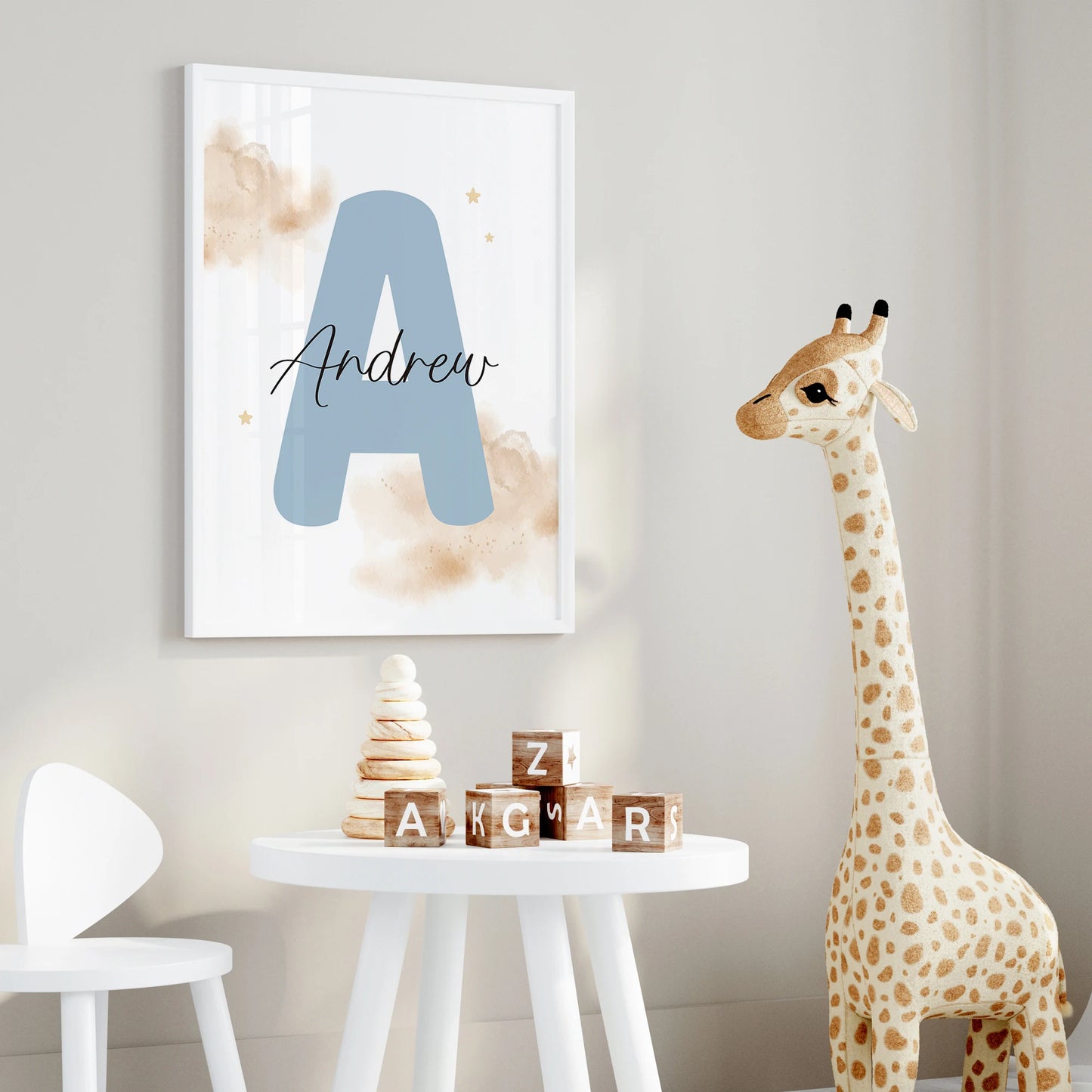 3pcs Personalized Name Brown Bear Wall Art Print Picture Canvas Poster Painting Living Room Children's Room Home Decor Peaceful Pleasures Health and Wellness