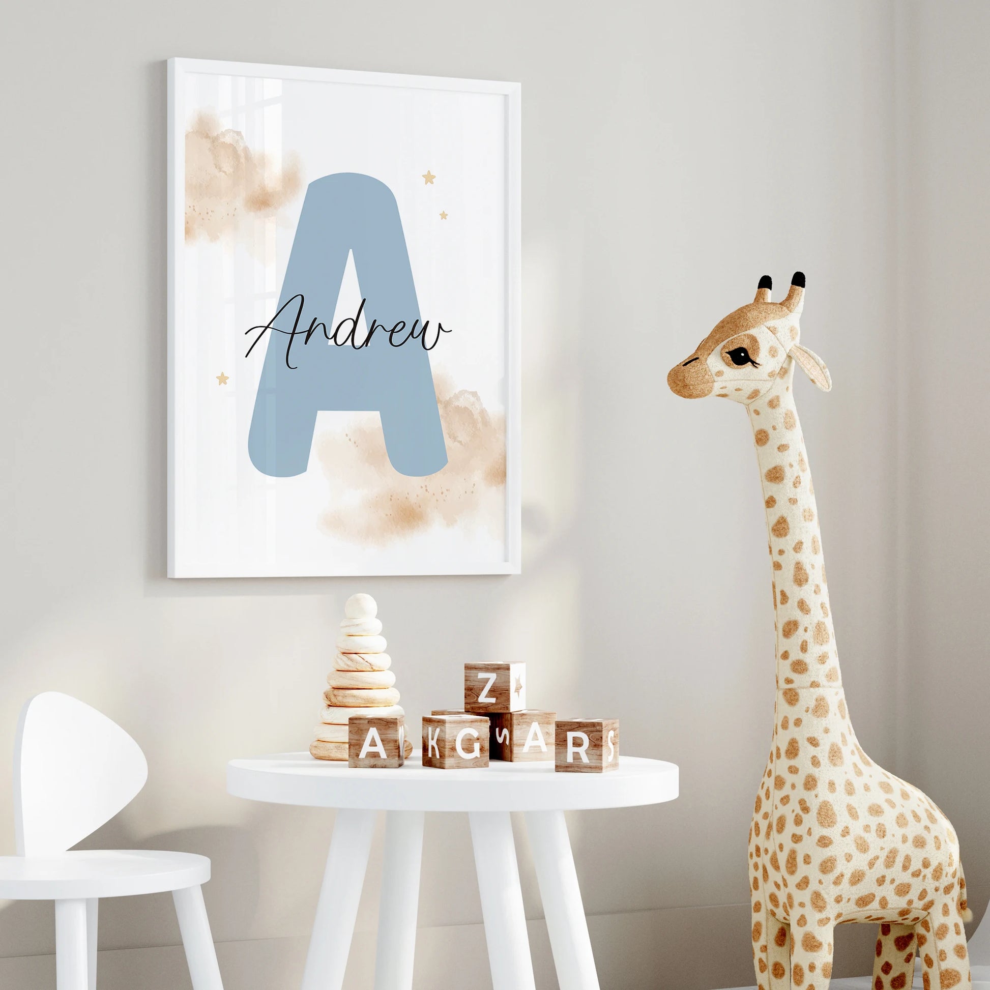 3pcs Personalized Name Brown Bear Wall Art Print Picture Canvas Poster Painting Living Room Children's Room Home Decor Peaceful Pleasures Health and Wellness