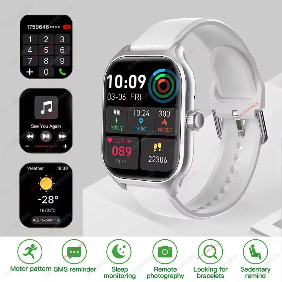 New Smart Watch Android IOS Phone 2.01 Inch Color Screen Bluetooth Answer Call Fitness Watches Tracker Smartwatch Women Men MA27 Peaceful Pleasures Health and Wellness Grey