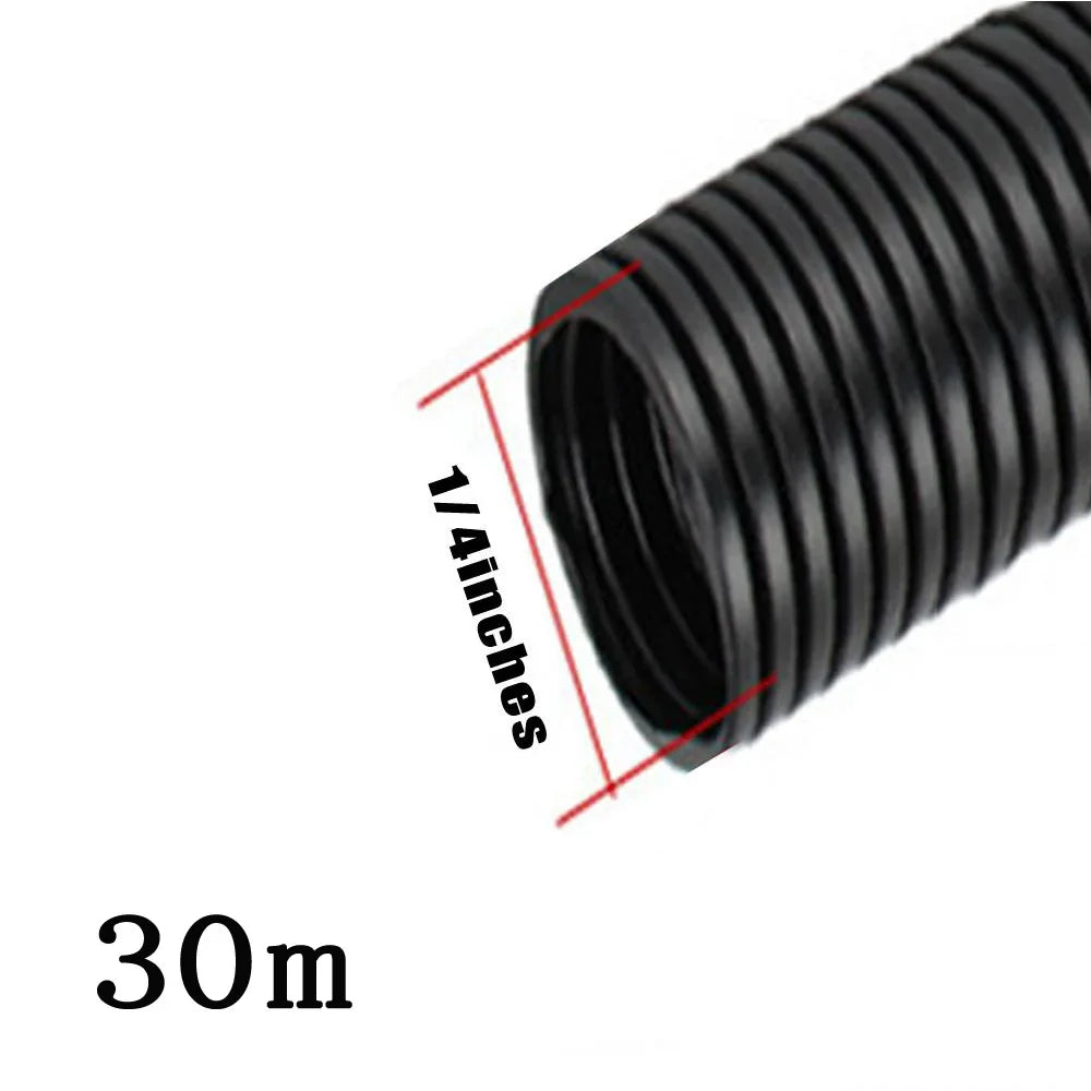 30m Corrugated Split Loom Tube 1/4" & 3/8" Cable Protector