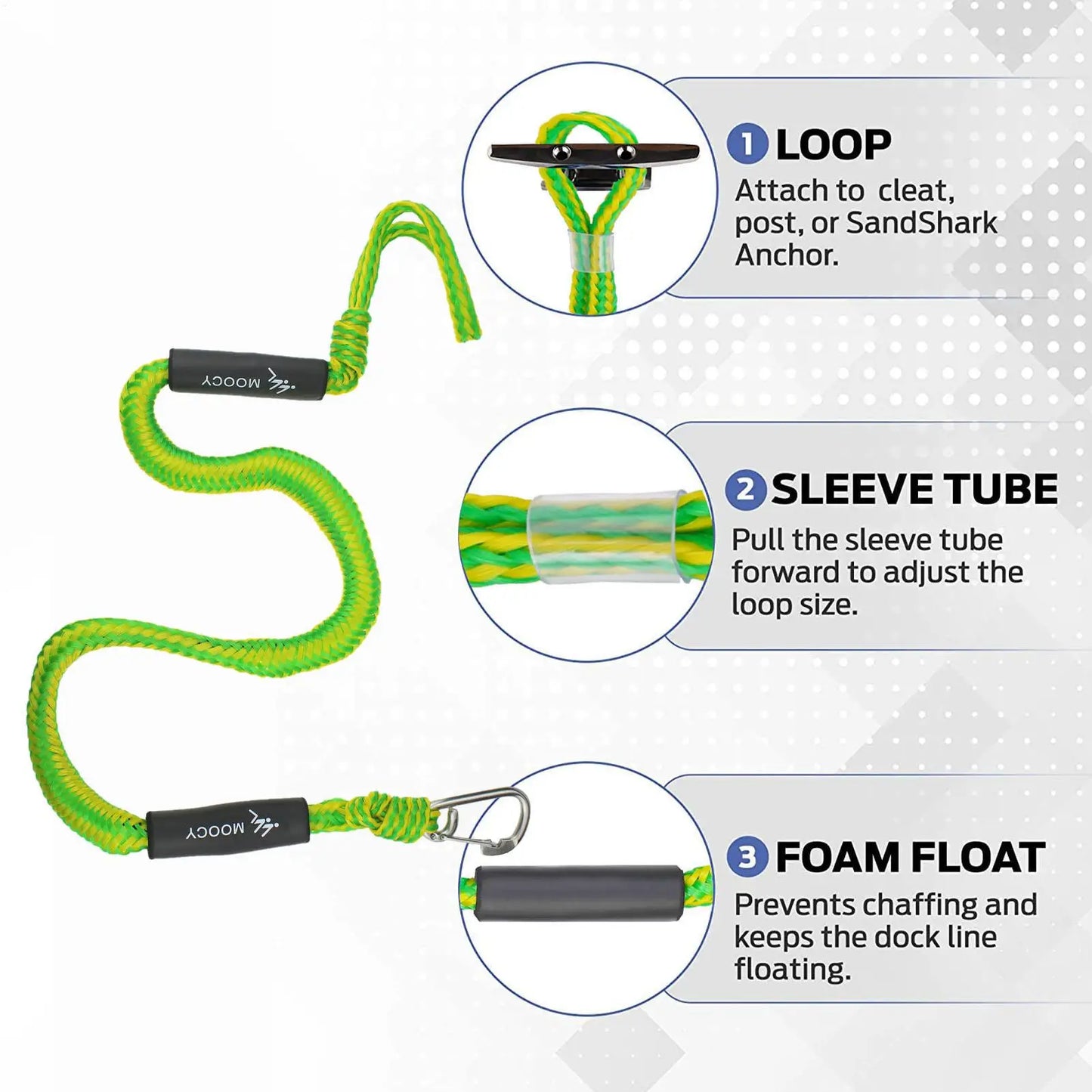 Elastic Bungee Boat Dock Line | Mooring Rope for Kayak & Pontoon Boat Mooring Rope Peaceful Pleasures Health and Wellness