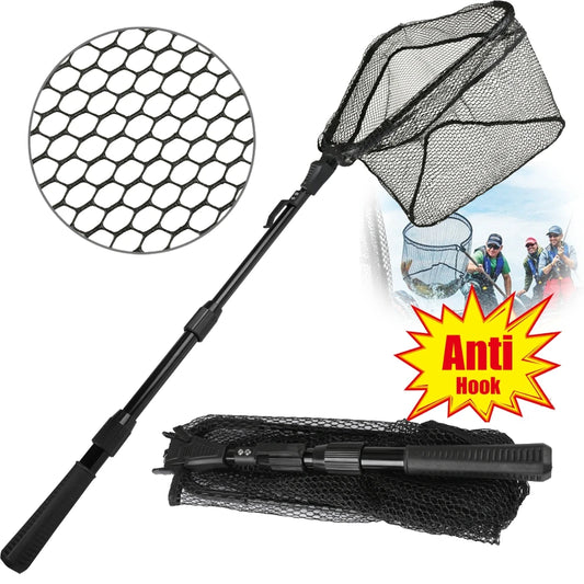 Fishing Net Collapsible Fish Landing Net with Telescoping Anti-Slip Pole Handle for Saltwater Freshwater Extending to 80/115CM Peaceful Pleasures Health and Wellness