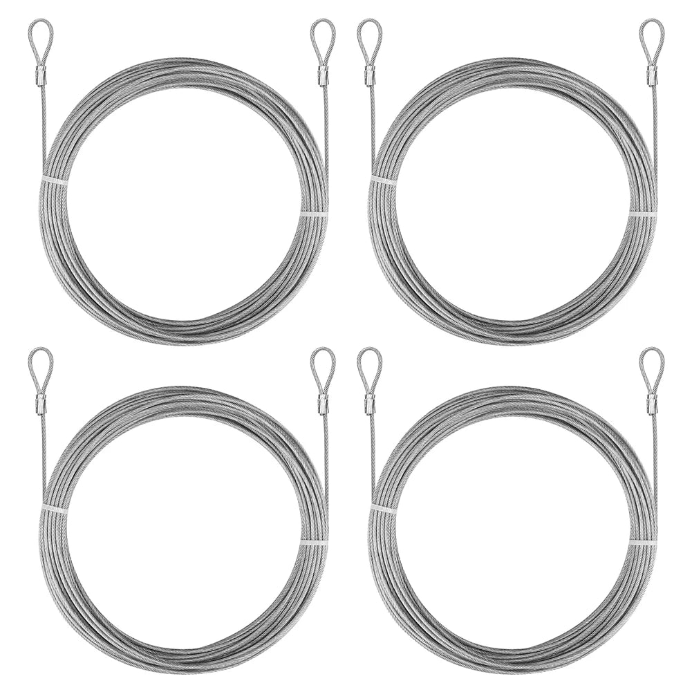 2M Wire Rope 4 Roll 304 Stainless Steel Cable with Crimp Sleeves Rustproof Cable for Garden Trellis Clothesline Railing Trellis Peaceful Pleasures Health and Wellness 4 PC 2m