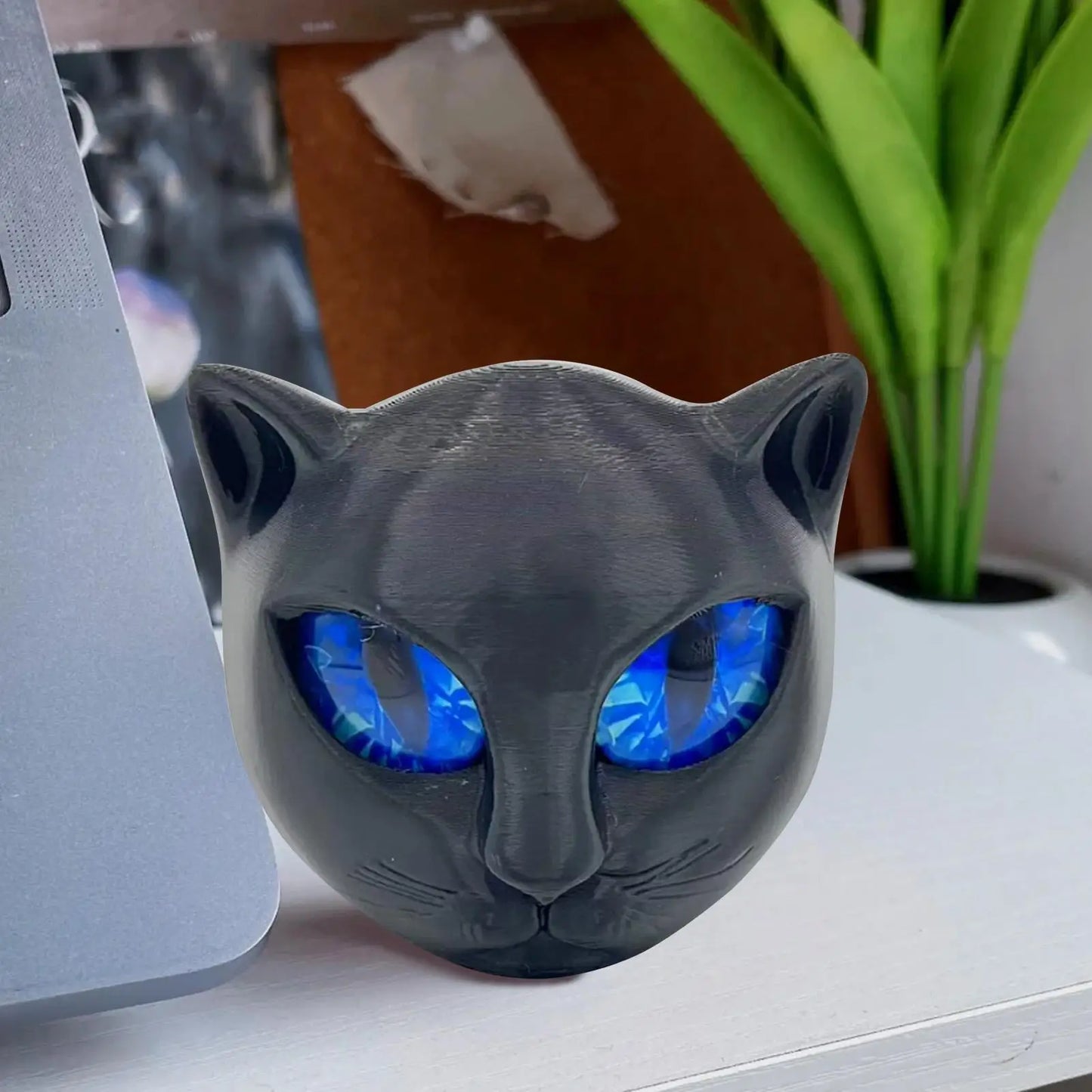Black Cat Stone Figurine Resin Cat Head Kitten Keepsake Sculpture Desktop Decor Luxury Black Cat Statue Home Desktop Decoration Peaceful Pleasures Health and Wellness