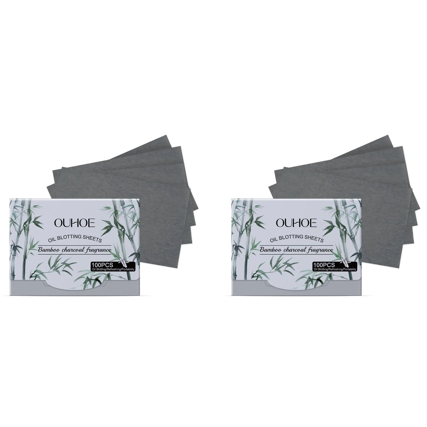 100pc Bamboo Charcoal Oil Blotting Sheets for Oily Skin