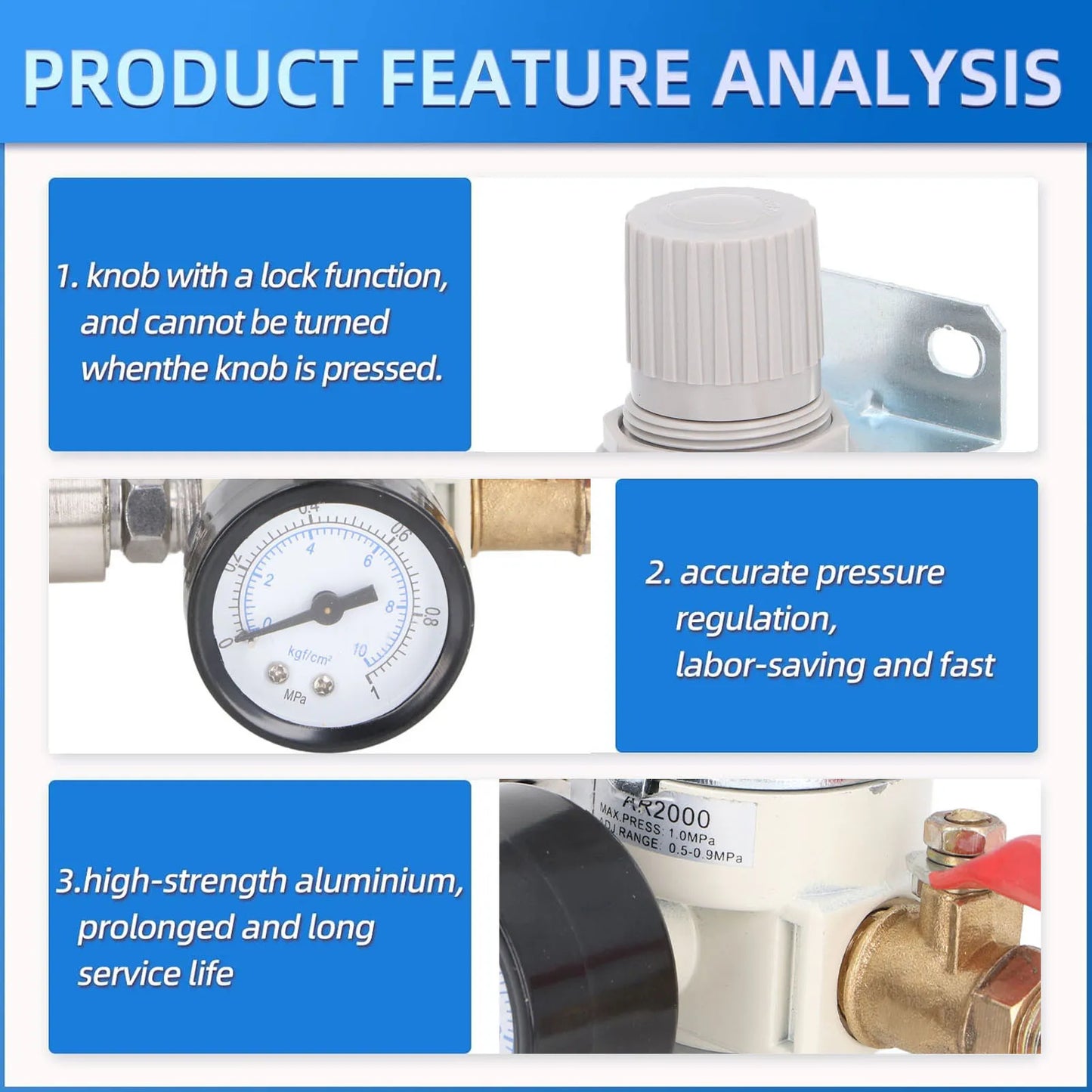 Air Compressor Pressure Regulator 1/4 Inch NPT Air Pressure Regulator with 0‑1MPa Gauge for Pneumatic Tool Air Regulator Peaceful Pleasures Health and Wellness