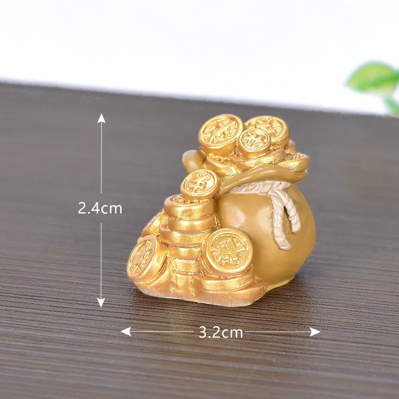 Feng Shui Auspicious Fa Cai Money Tree Gold Ingot Bag Lucky Fortune Spring Festival Mascot Desktop Ornament Car Home Decor Craft Peaceful Pleasures Health and Wellness 9