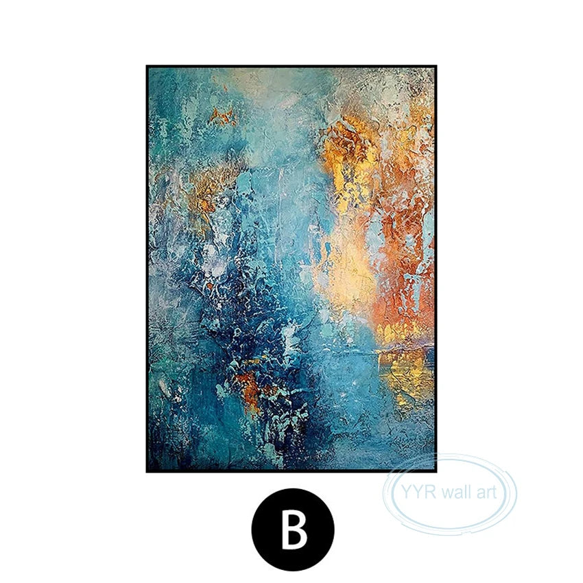 Custom Blue Abstract Wall Art Canvas Posters, Large Texture Mural, Handmade Oil Painting, Living Room, Bedroom, Porch, Home Deco Peaceful Pleasures Health and Wellness No frame 1 60cmx90cm