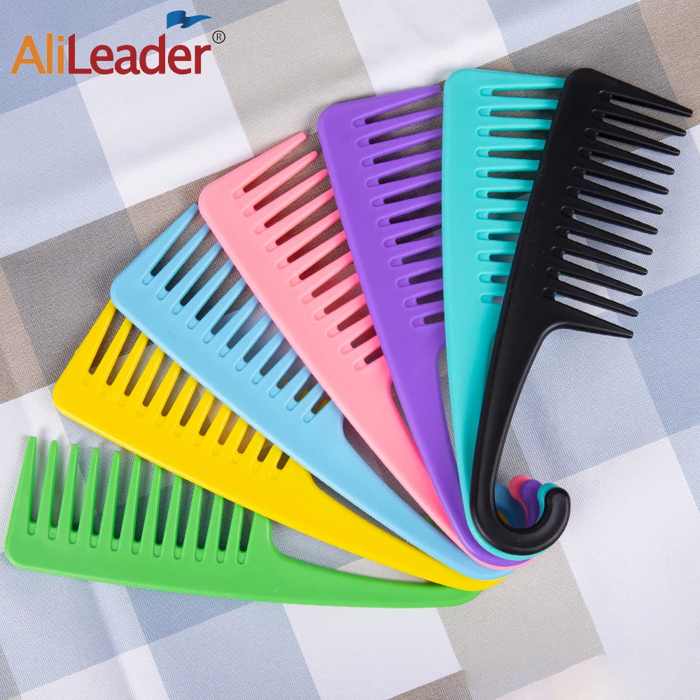 Large Wide Tooth Combs Of Hook Handle Detangling Reduce Hair Loss Comb Pro Hairdress Salon Dyeing Styling Brush Tools Household Peaceful Pleasures Health and Wellness