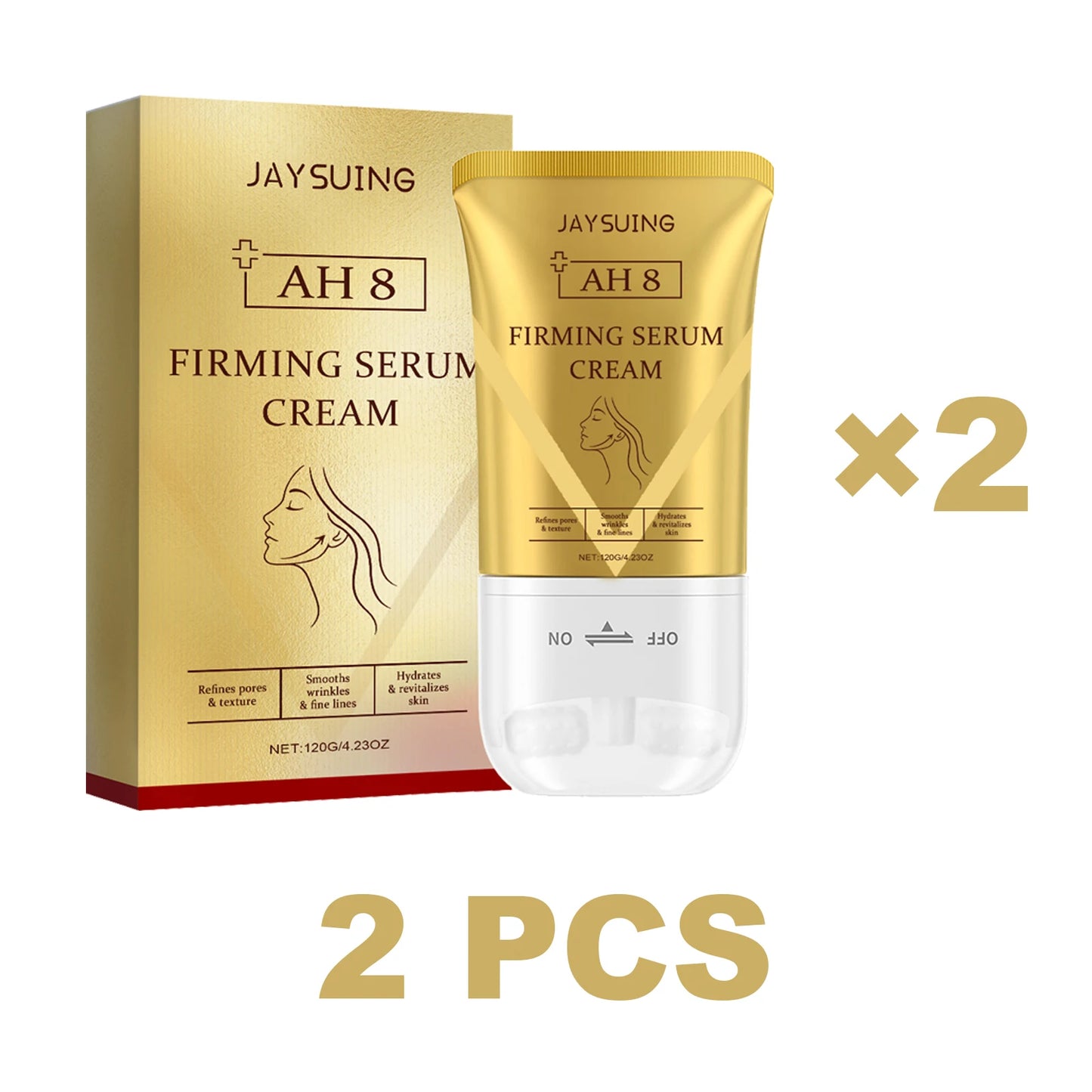 Jaysuing Neck Firming Serum Roller Cream Deeply Soothe Lifting Brighten Skin Reduce Wrinkle Fine Lines Double Chin Makeup Beauty Peaceful Pleasures Health and Wellness 2 pcs