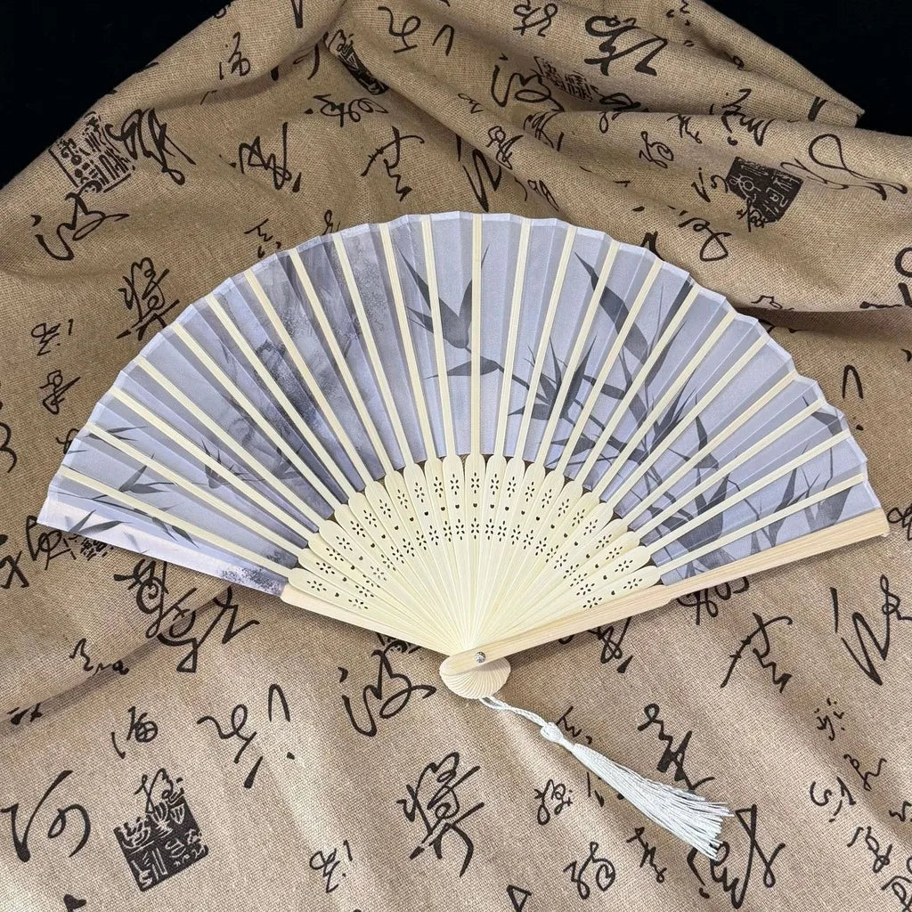 Bamboo Silk Folding Fan – Hanfu Dance, Photo Prop & Decor