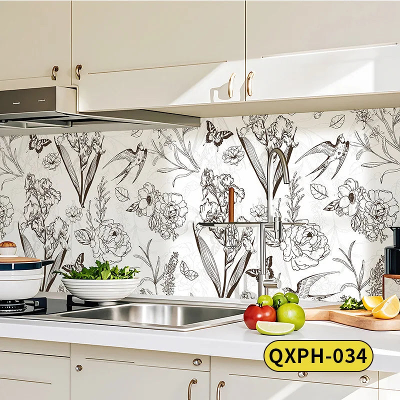 1 Roll French Retro Wallpaper Self-adhesive Thickened Bedroom Wardrobe Furniture Cabinet Tabletop Sticker Peaceful Pleasures Health and Wellness