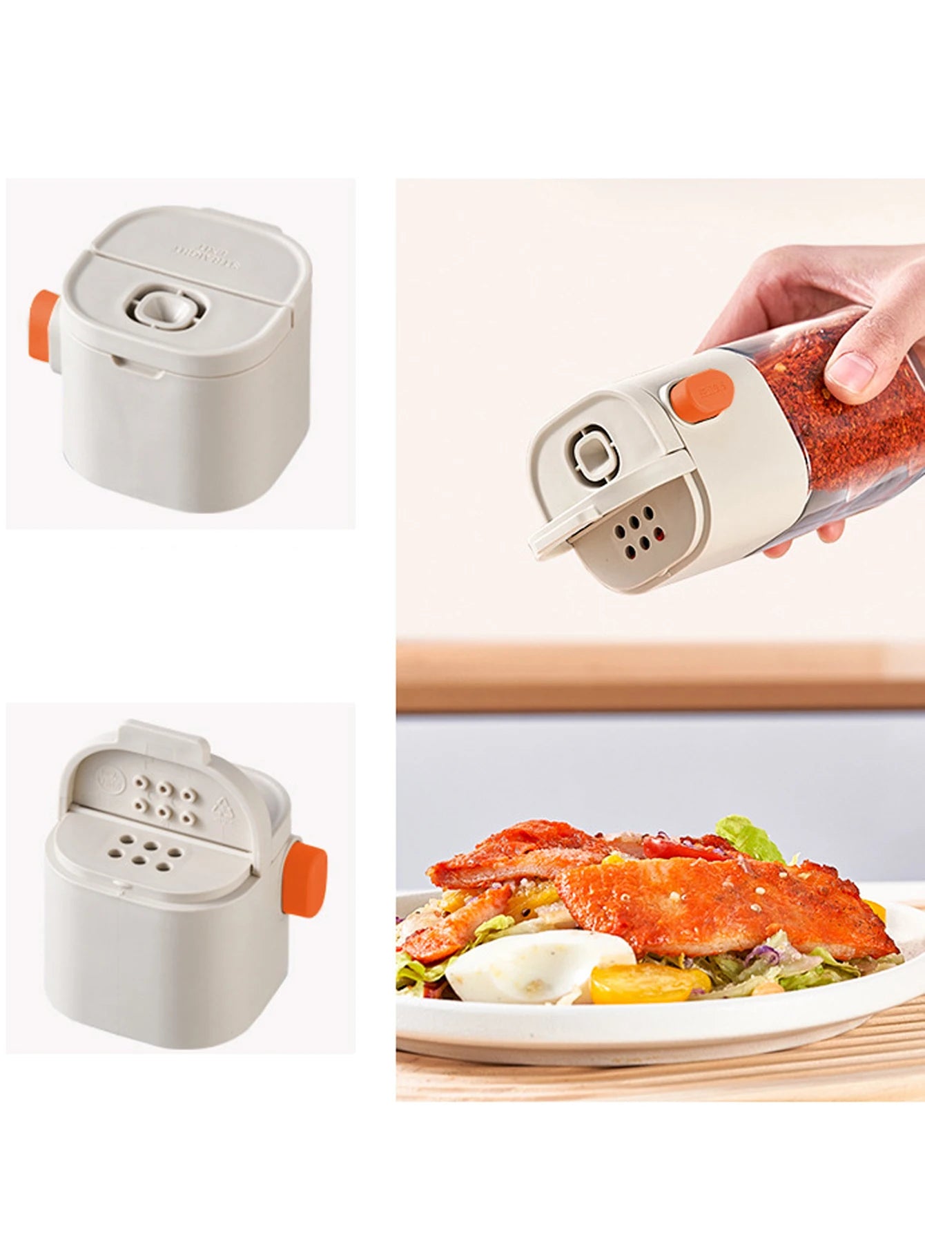 1Pcs Quantitative Salt Bottle Spice Can Pepper Chili Powder Jar Glass Seasoning Tank Sealed Moisture-proof BBQ Spices Dispenser Peaceful Pleasures Health and Wellness