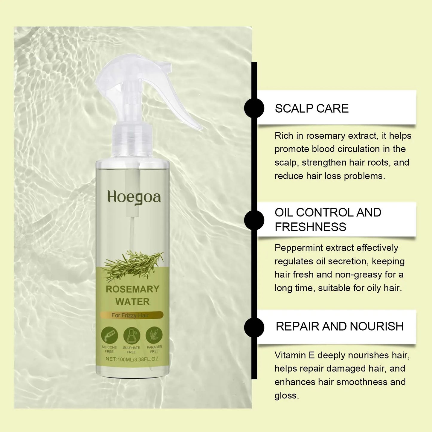 HOEGOA Rosemary Hair Conditioner Spray – Oil Control & Repair