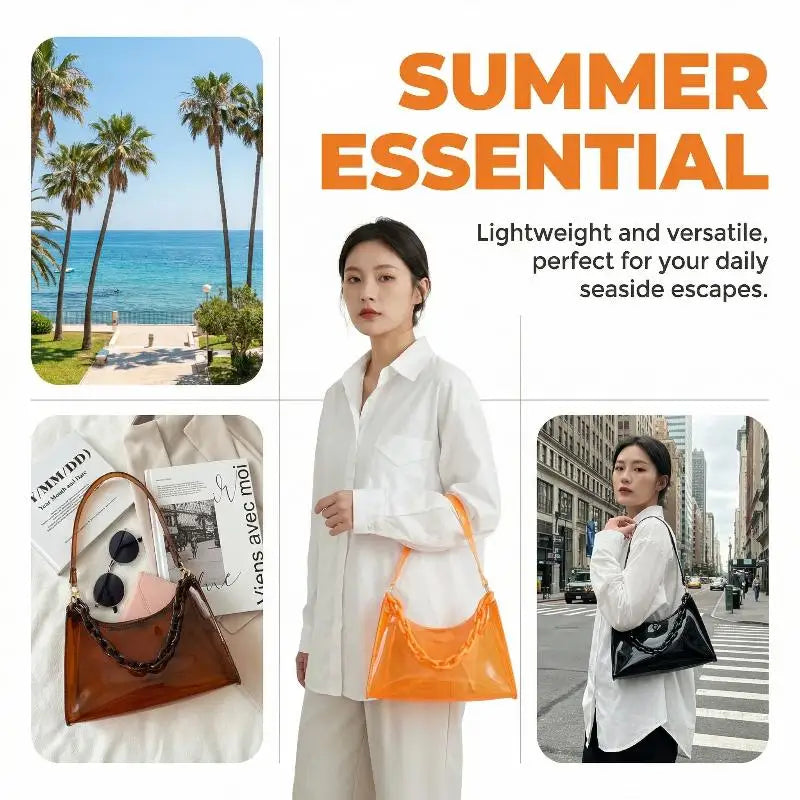 Clear Jelly Shoulder Bag – Transparent PVC Messenger Purse