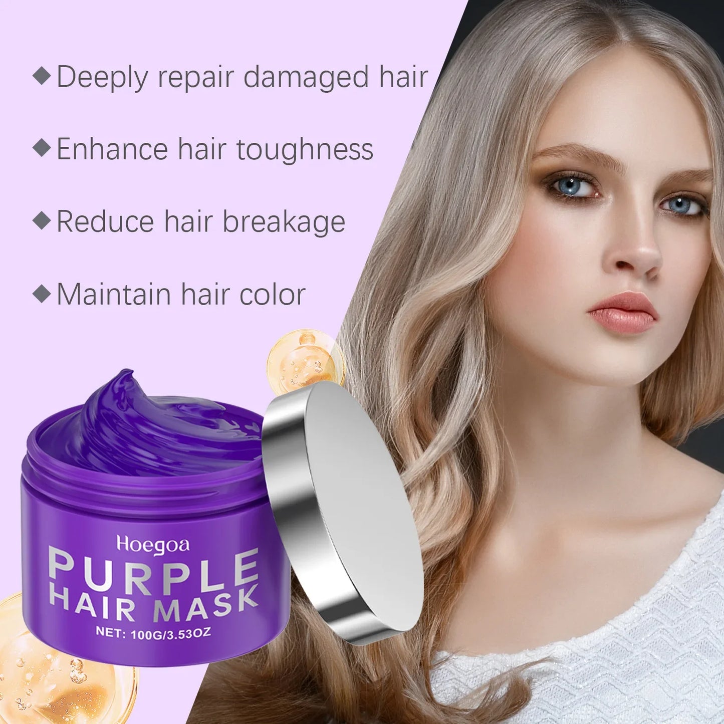 HOEGOA Purple Keratin Hair Mask – Toning, Repair & Frizz Control
