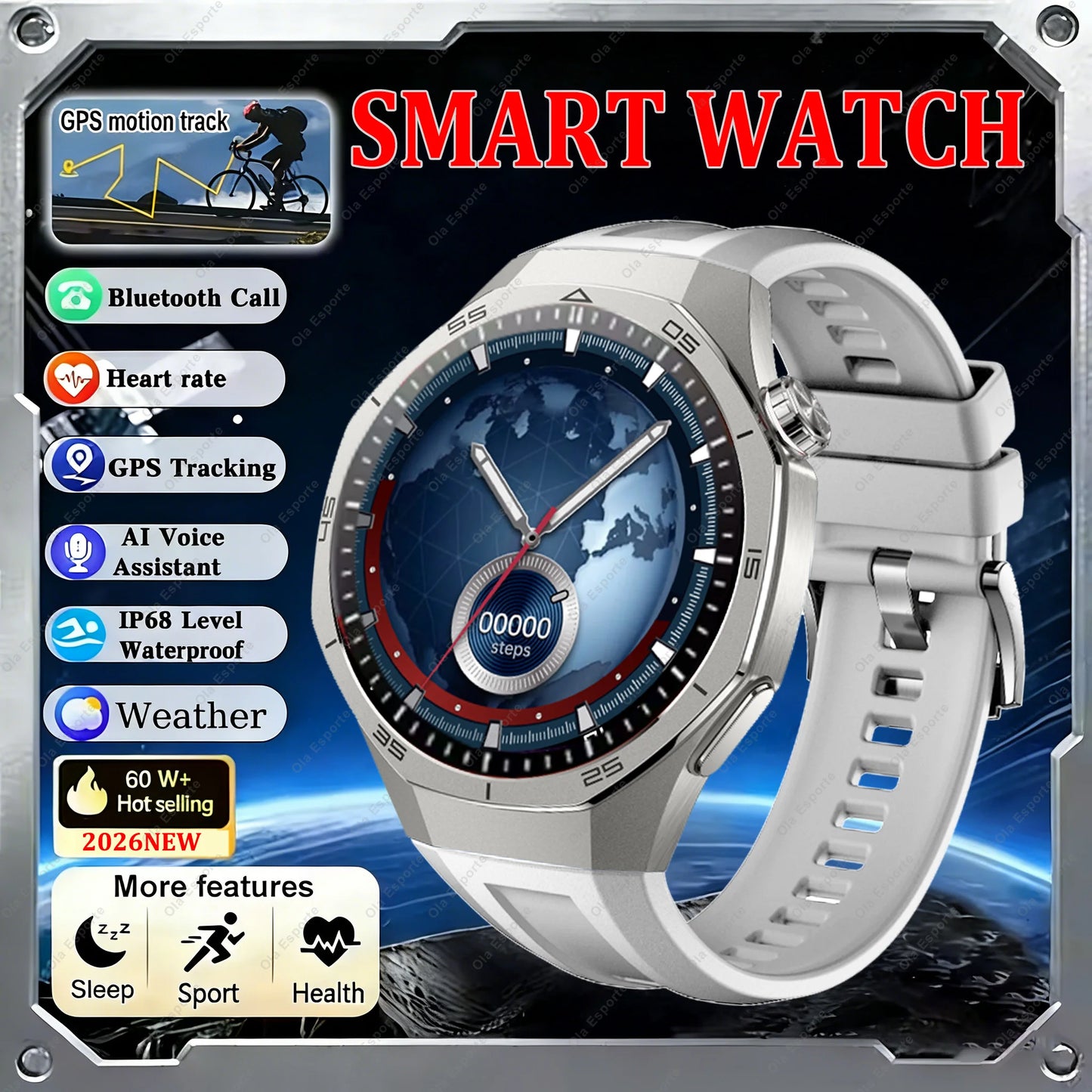 Smart Watch Men Women Health Monitoring ECG Blood Oxygen Sleep Monitor BT Call GPS Sports Fitness Tracking Smartwatch 2026 New Peaceful Pleasures Health and Wellness