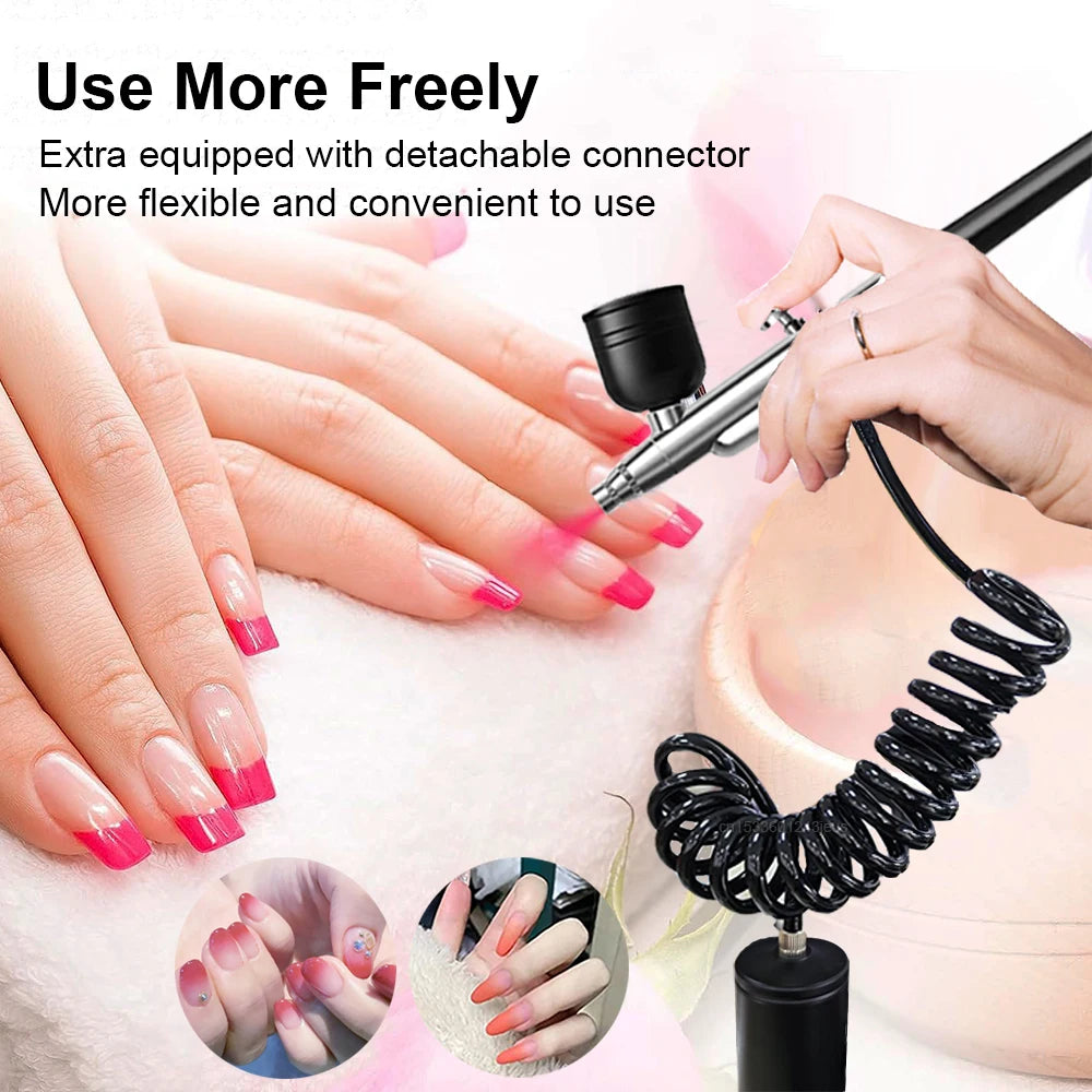 Airbrush Nail with Compressor Portable Air Brush with Compressor For Nails Art Cake Painting Craft Airbrush Nail Art Compressor Peaceful Pleasures Health and Wellness