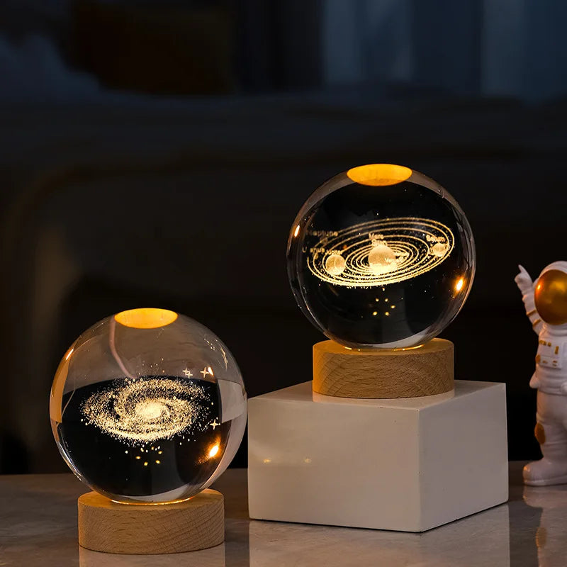 GGbing Night Light Milky Way Galaxy Solar System Crystal Ball Children Night Lamp Bedroom Ambient Light Creative Night Light Peaceful Pleasures Health and Wellness