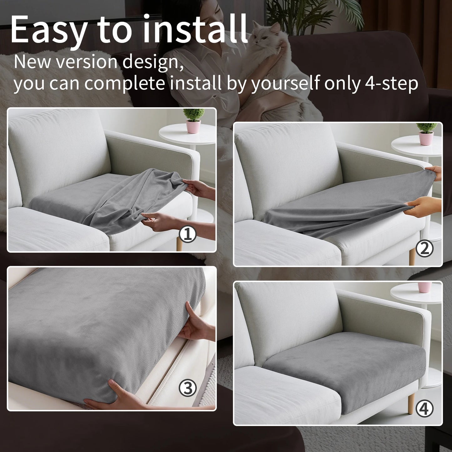 Luxury Soft Velvet Sofa Seat Cover Solid Elastic Sofa Cushion Covers Separate Furniture Protector Sofa Cover Living Room Pets Peaceful Pleasures Health and Wellness