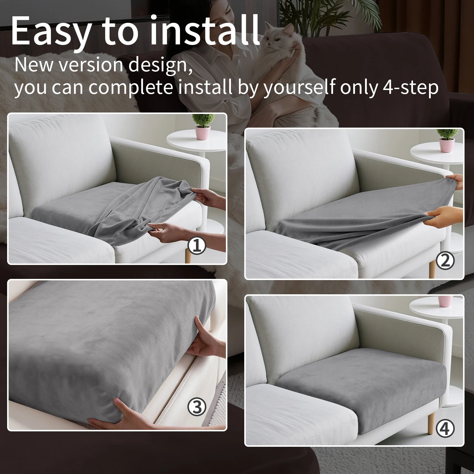 Luxury Soft Velvet Sofa Seat Cover Solid Elastic Sofa Cushion Covers Separate Furniture Protector Sofa Cover Living Room Pets Peaceful Pleasures Health and Wellness