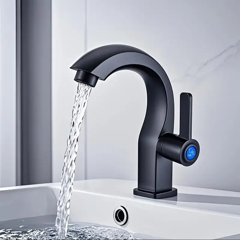 Matte Black Single Hole Bathroom Faucet with Side Spray
