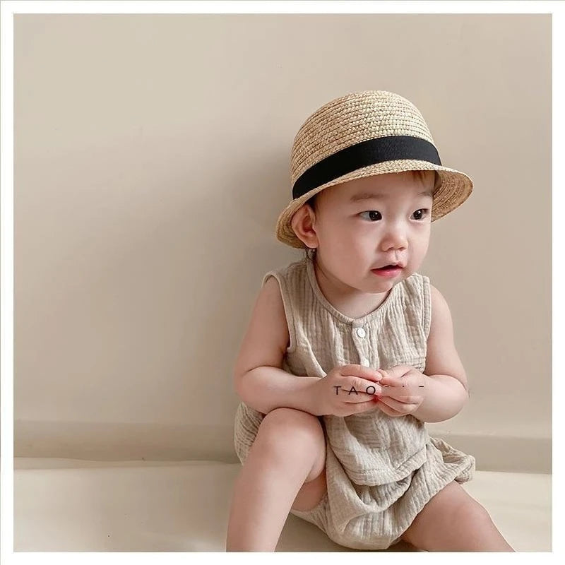 Baby Straw Bowler Sun Hat | Cute Toddler Beach Hat 1-3Y