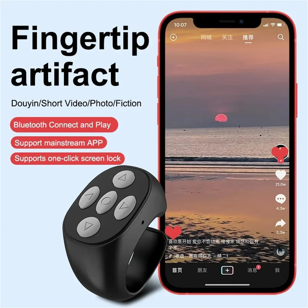 Bluetooth Ring Remote – TikTok Selfie & Page Turner Controller Peaceful Pleasures Health and Wellness