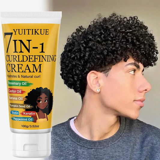 YUITIKUE 7-in-1 Curl Defining Cream with Rosemary Castor Batana Oil 100g Hydrates Natural Curl Hair Care Peaceful Pleasures Health and Wellness