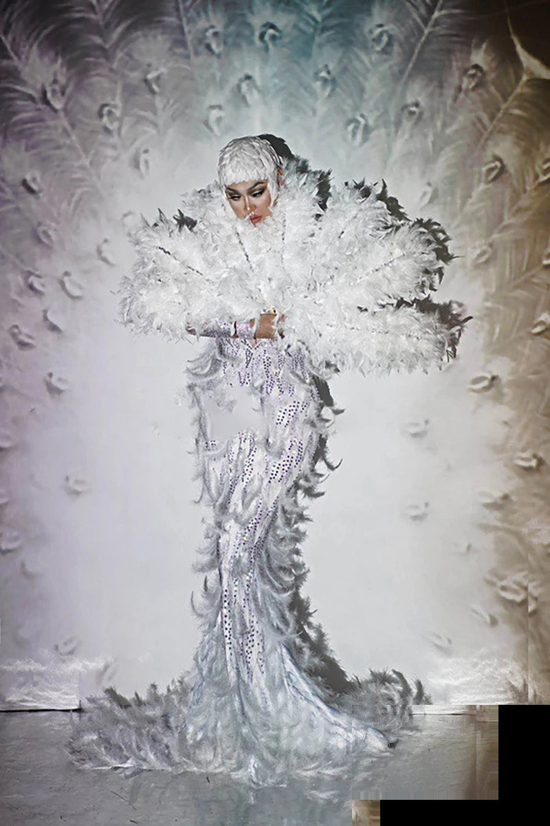 Rhinestone Feather Maternity Photography Dress | Elastic Gauze Maternity Photo Dress Peaceful Pleasures Health and Wellness