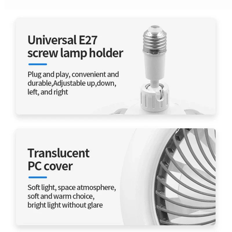 E27 LED Smart Ceiling Fan Light | 30W Remote Control 3 Speed