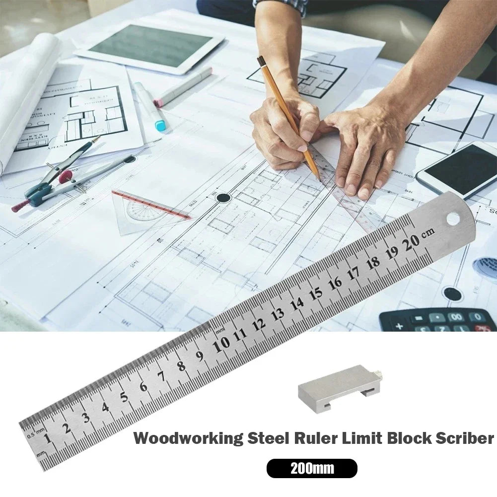 Carpenter's Ruler Stoppers Steel Precision Scribe Marking Gauge