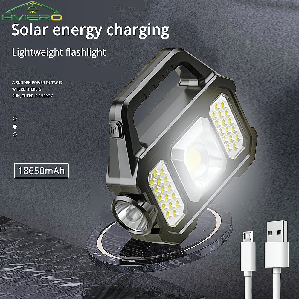 Solar COB Flashlight 6500LM | 6 Modes, Power Bank – HVIERO