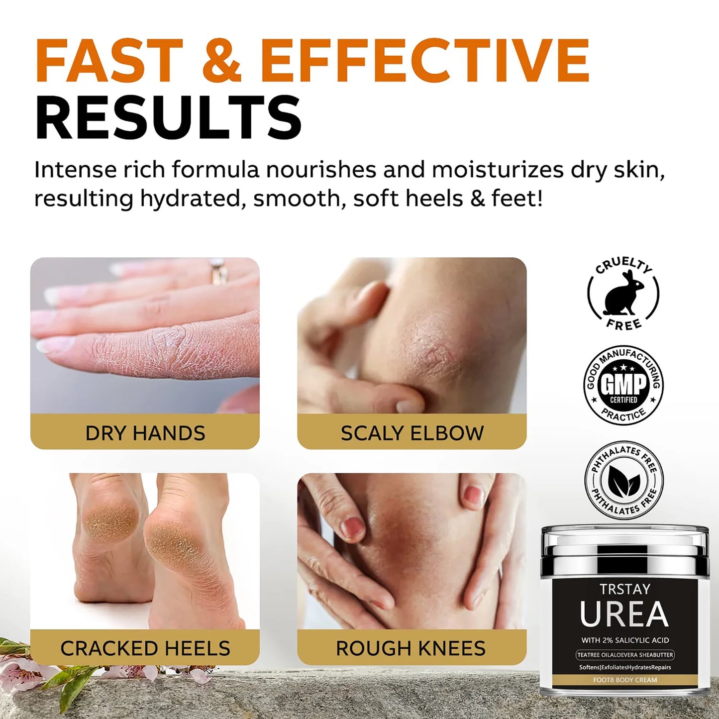 Urea Cream 40 Percent for Feet, Urea Foot Cream for Dry Cracked Heels Feet Knees Elbows, 40% Urea Foot Repair Lotion with 2% Peaceful Pleasures Health and Wellness