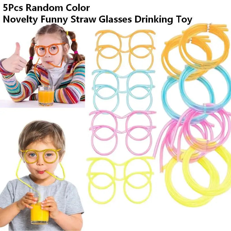Eyeglass Shaped Funny Straws 5-Pack | Kids Birthday Party