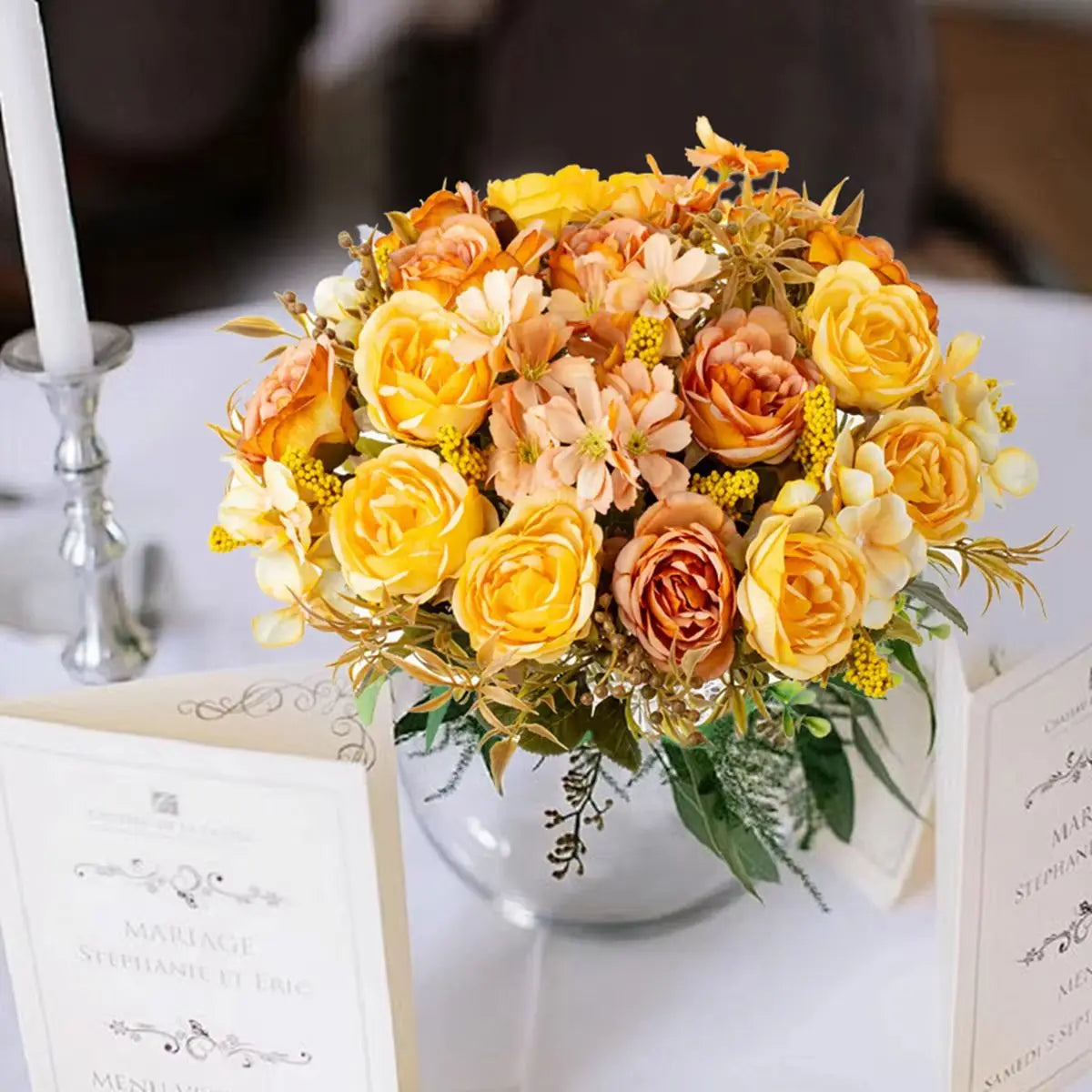 Silk Rose & Peony Artificial Bouquet – Wedding & Home Decor